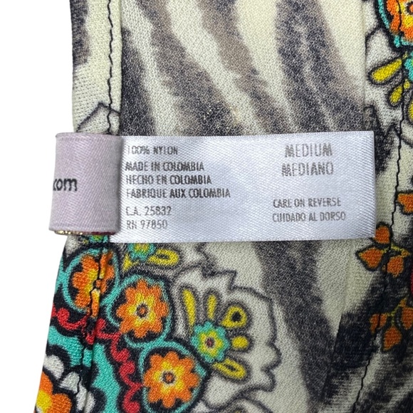 Luli Fama South Beach Mini Dress Swim Coverup Jungle Paisley Zebra Size Small - Picture 7 of 9